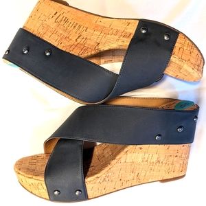 Lucky Brand black wedge Sandals Size 8 New